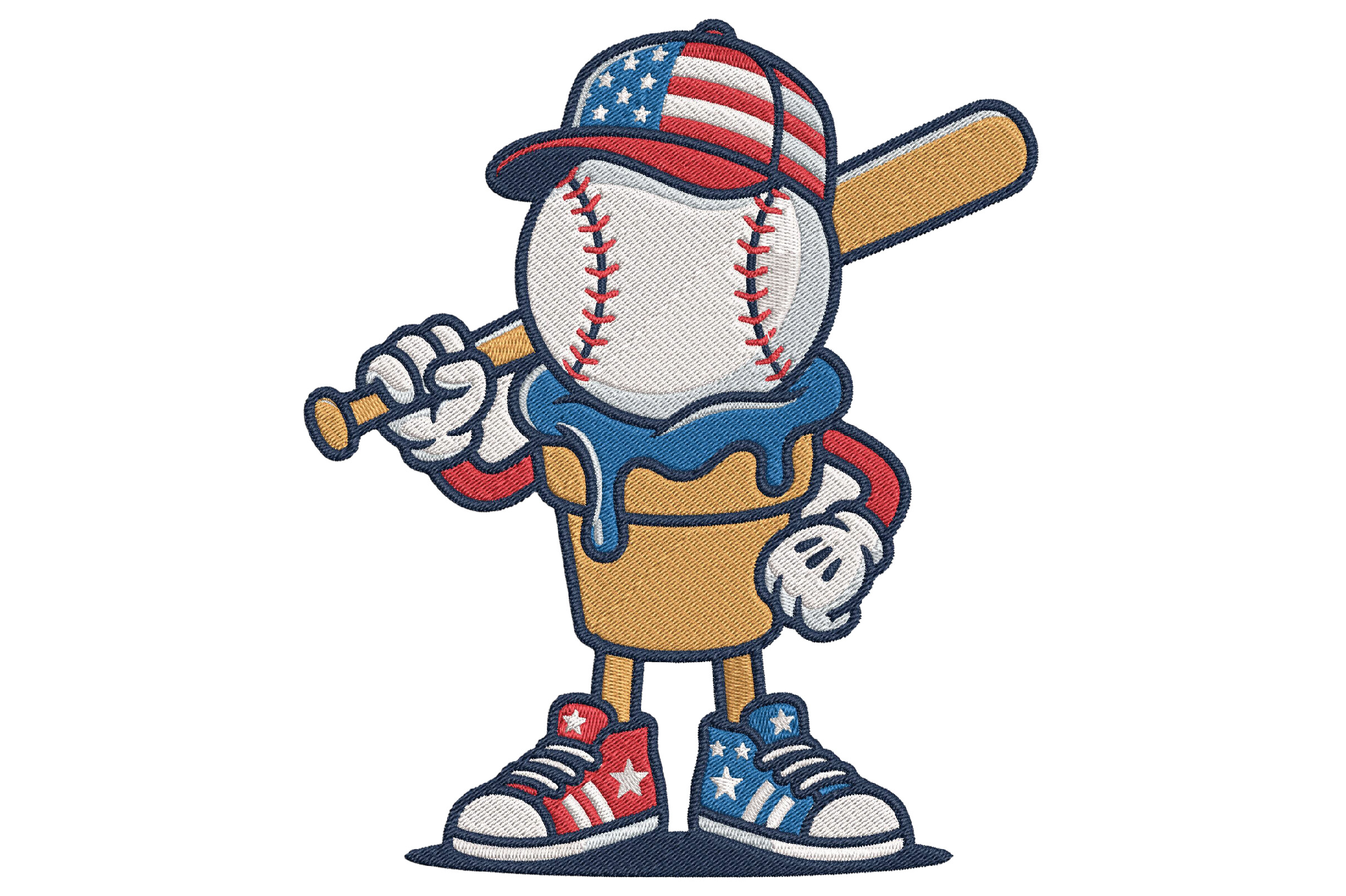 Baseball Player Embroidery Design