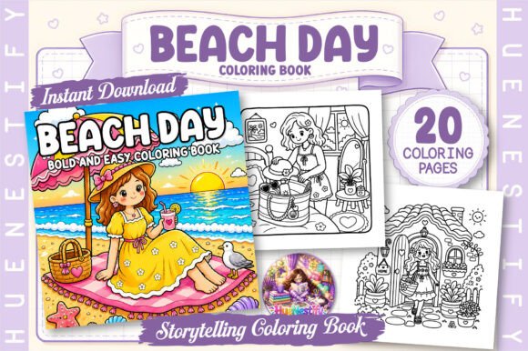 Beach Day Story Coloring Book