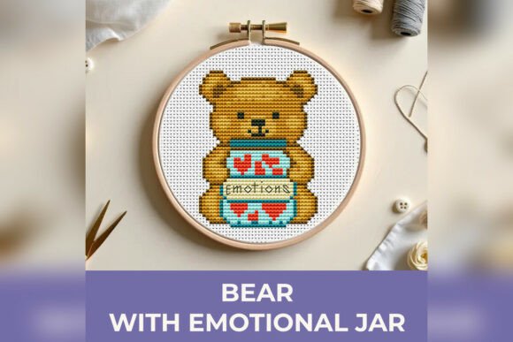 Bear with Emotional Jar Cross Stitch Pat