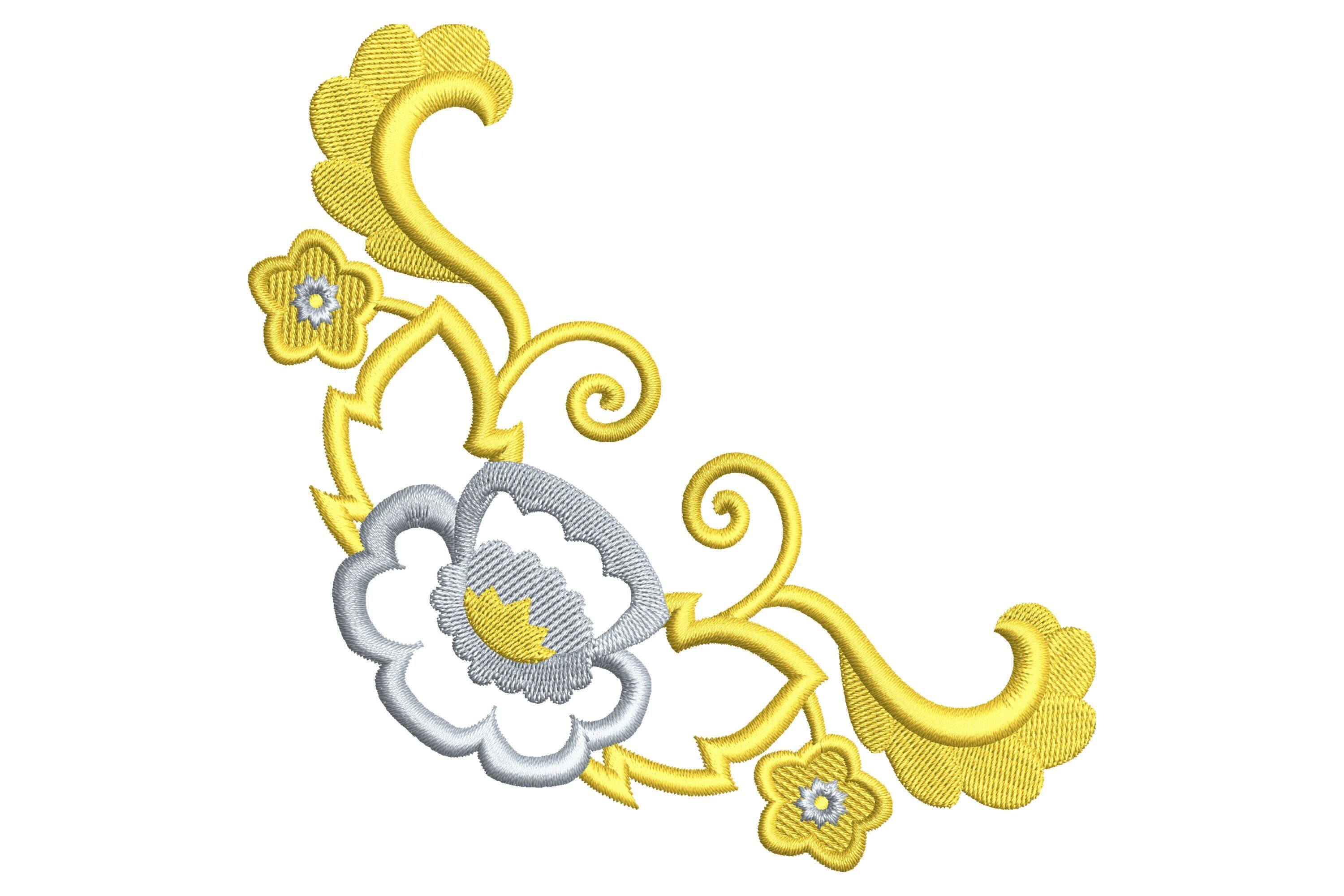 Border Embroidery Corner Flower