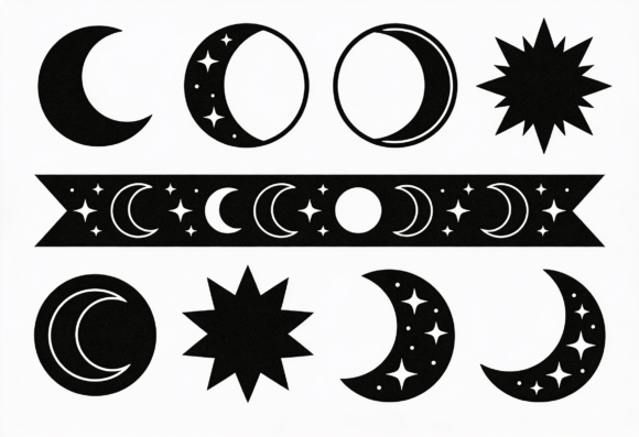 Celestial Moon Star Svg Clipart Bundle Graphic by mhrana730 · Creative ...