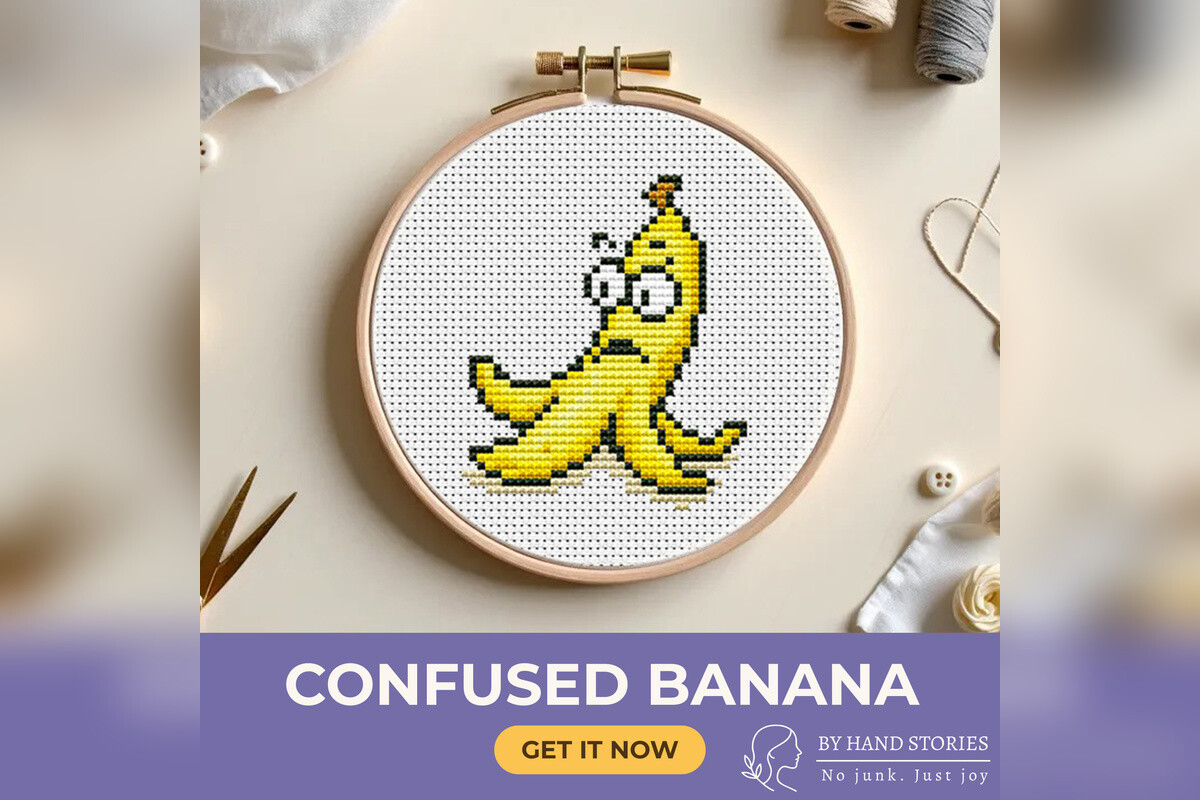 Confused Banana Cross Stitch Pattern PDF