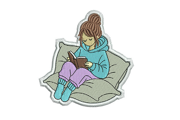 Cozy Girl Reading Book Patch