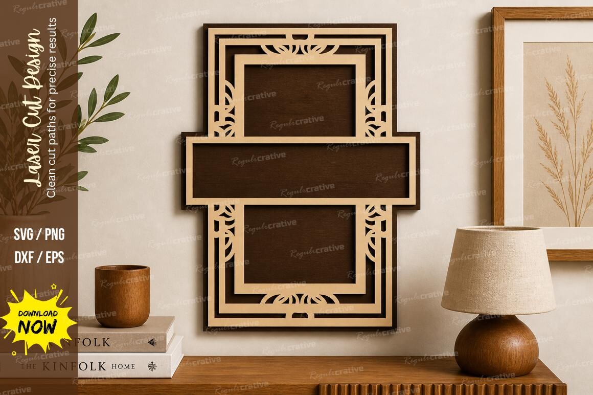Name Frame Computer Cross Layered Name Frame Laser Cut Svg · Creative Fabrica