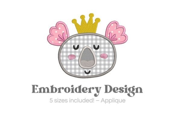 Crowned Koala Applique Design