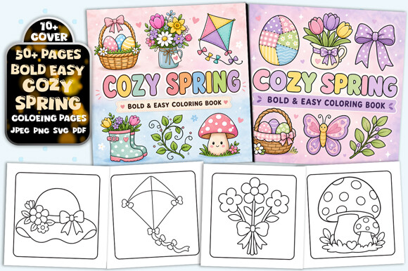 Cute Spring Bold and Easy Coloring Book