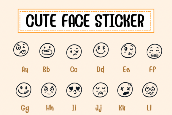 Cute Face Sticker Font - Preview 1