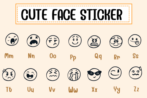 Cute Face Sticker Font - Preview 2