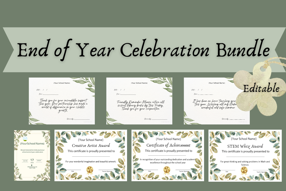 Editable End of Year Celebration Bundle