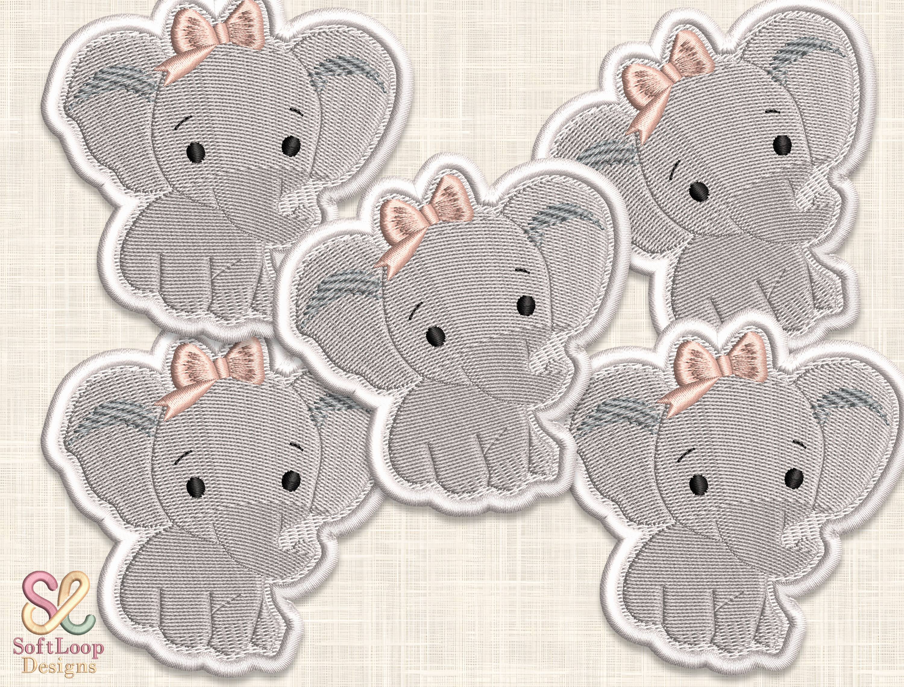 GIRL ELEPHANT Patch Embroidery Design