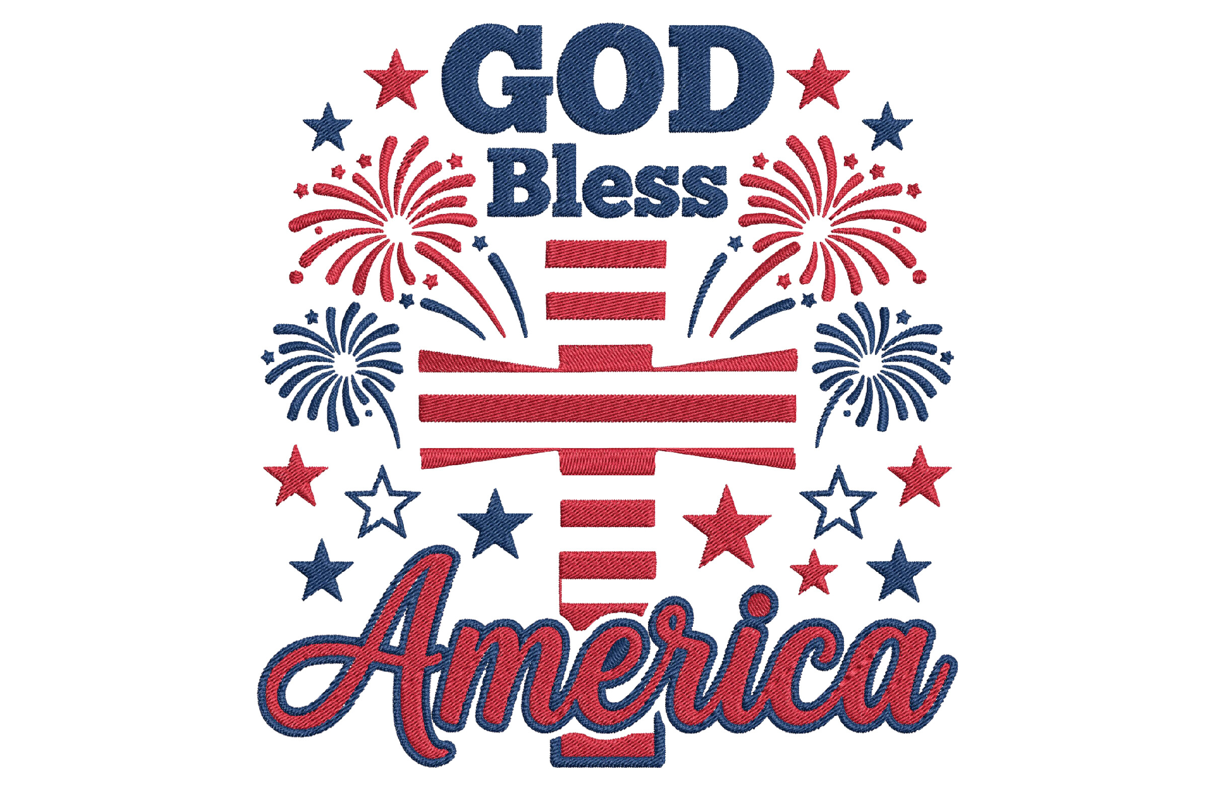God Bless America Embroidery Design