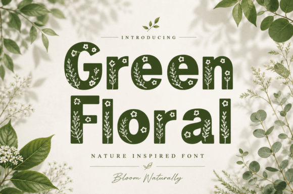 Green Floral Font - Preview 1