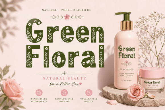 Green Floral Font - Preview 2
