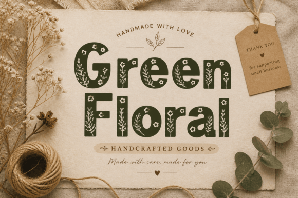 Green Floral Font - Preview 3