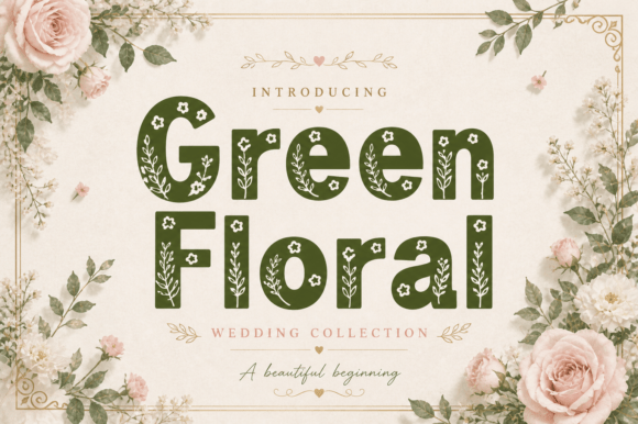 Green Floral Font - Preview 4