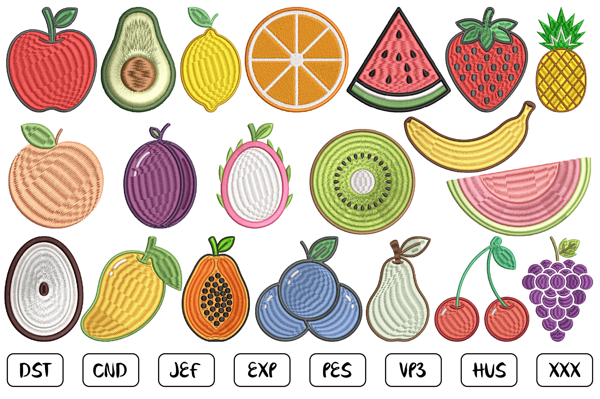 Mini Fruits Machine Embroidery Design