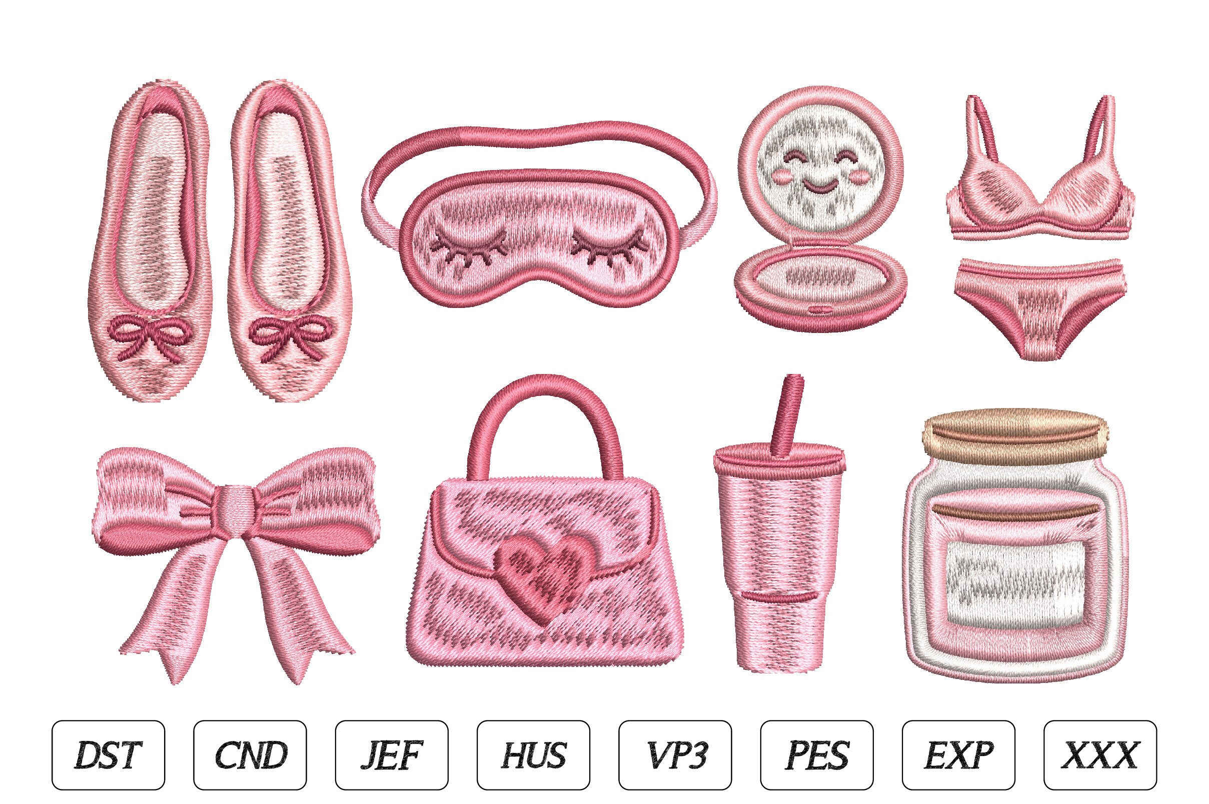 Mini Pink Girly Embroidery Bundle