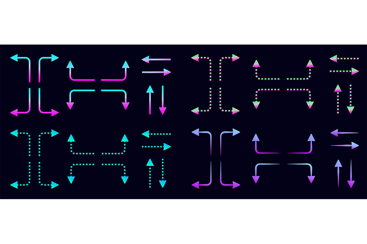 Neon Dotted and Line Arrow Set