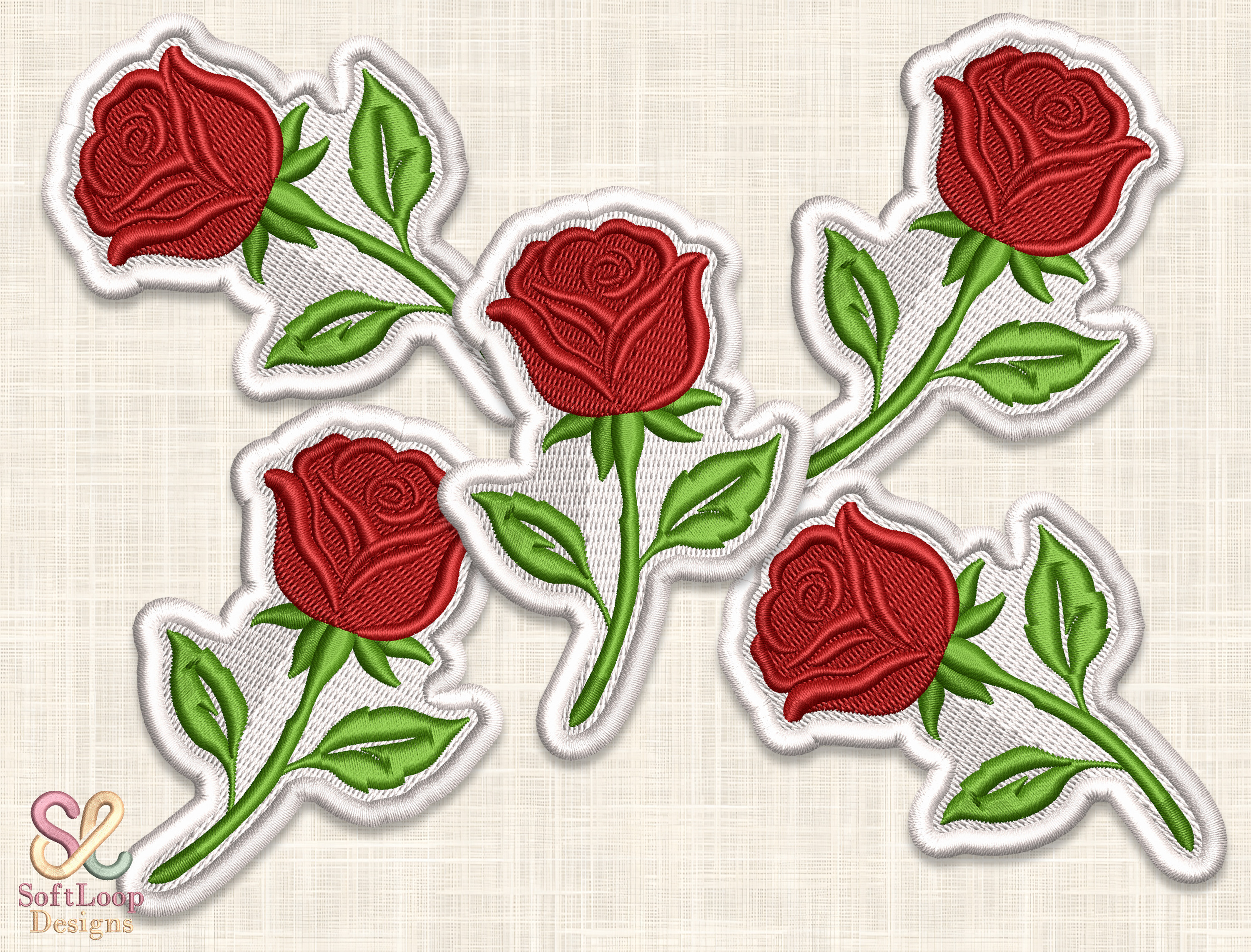 RED ROSE Patch Embroidery Design