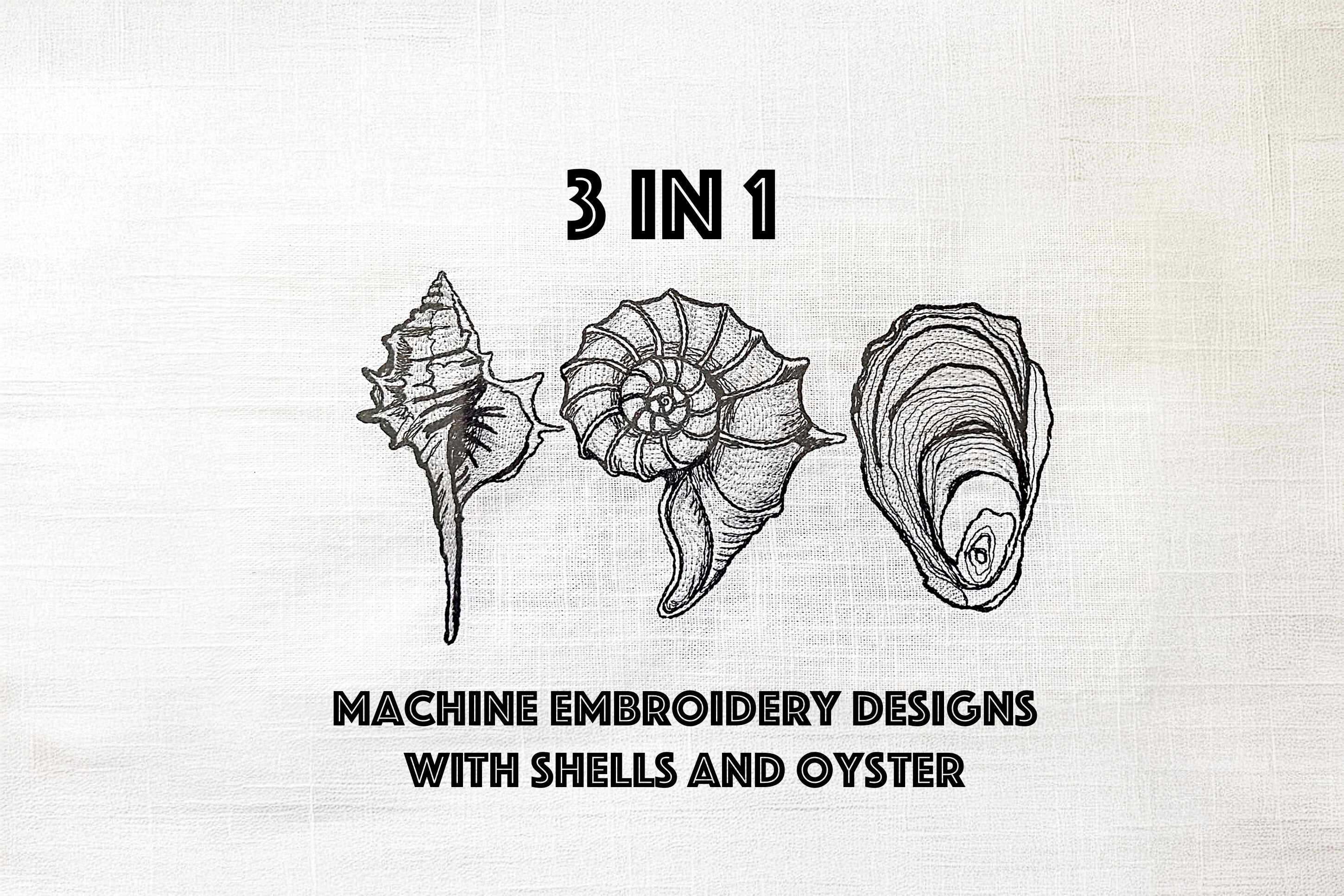 Seashell & Oyster Machine Embroidery