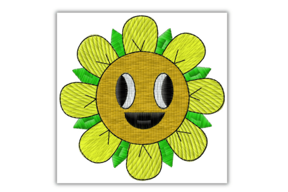 Smiling Flower Embroidery Design