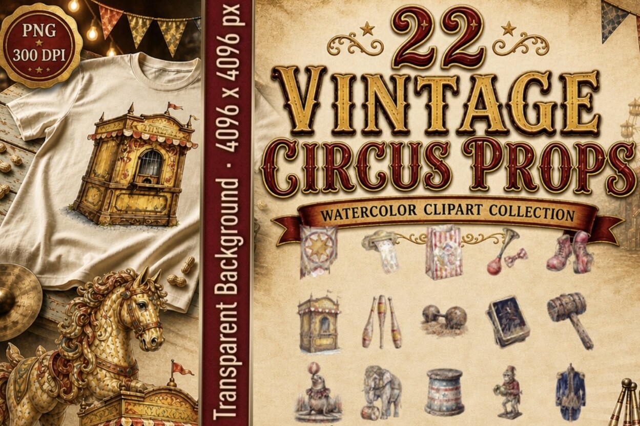 Vintage Circus Carnival Clipart PNG Graphic by imperfectirissio ...