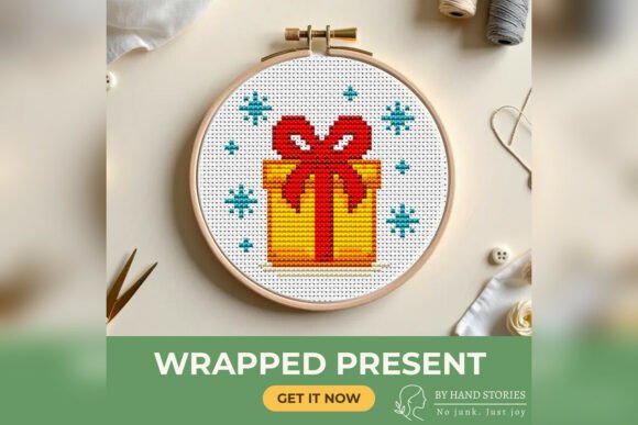 Wrapped Present Cross Stitch Pattern PDF