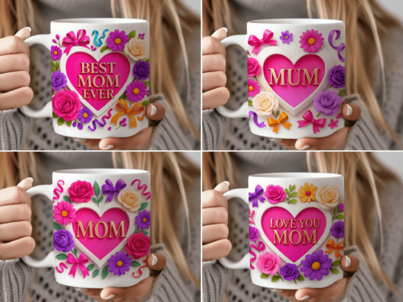 3d Effect Mothers Day Mug Wrap Bundle Graphics