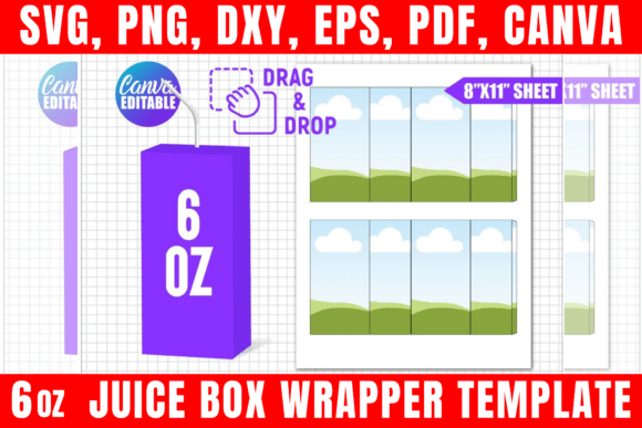 6oz Juice Box Wrapper Template Graphic Print Templates By freshzone228