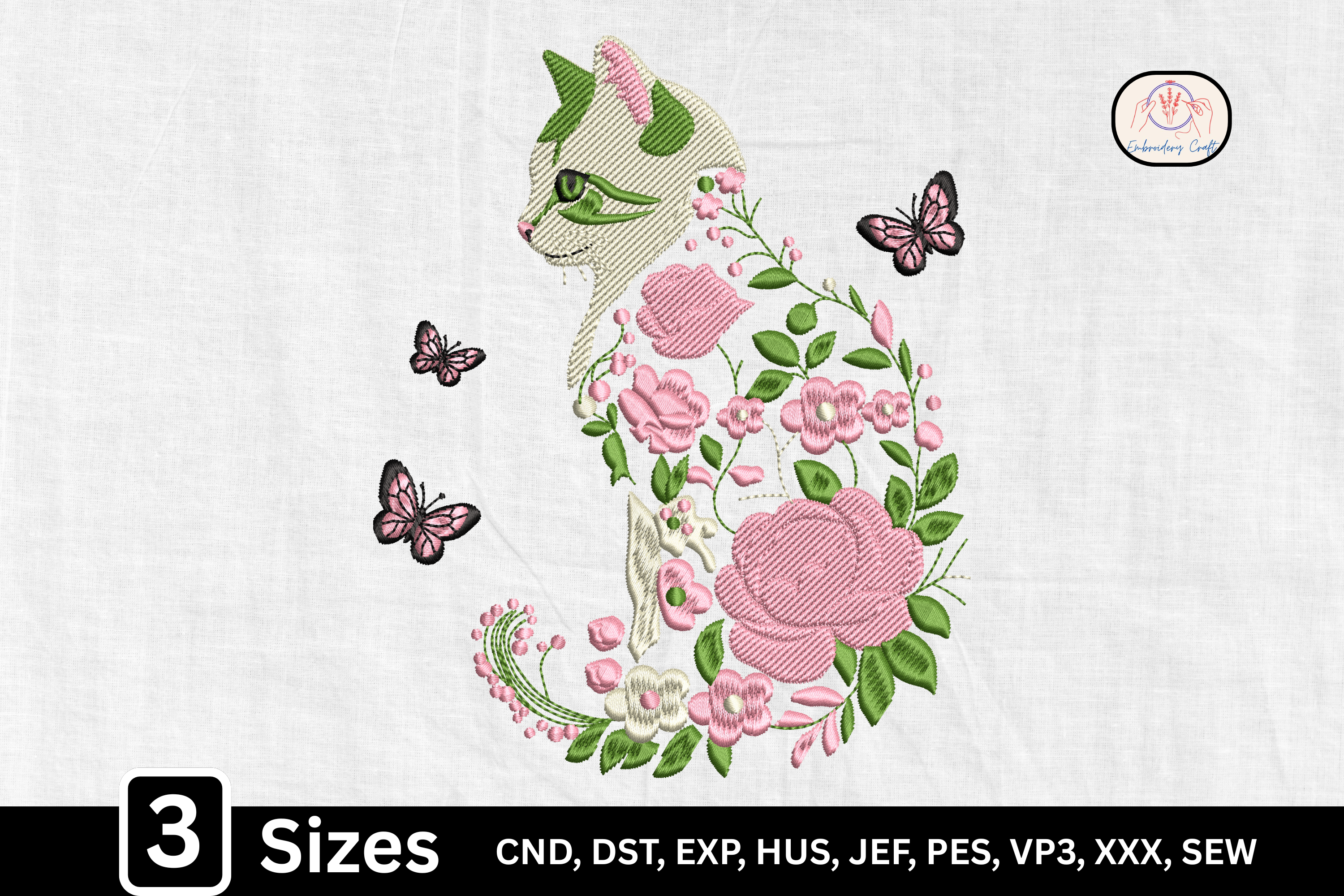 Butterfly Pink Floral Cat