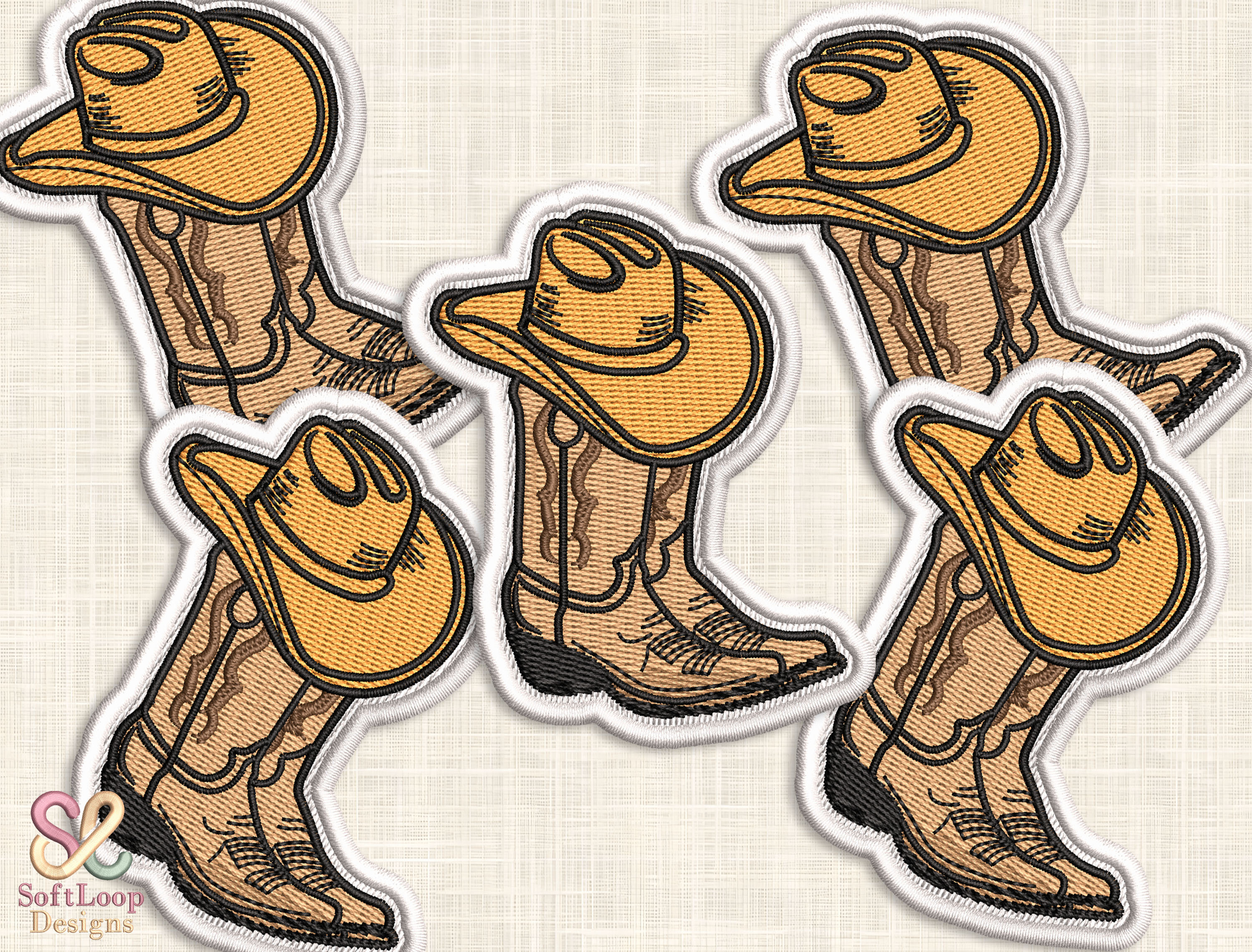 COWBOY BOOT Patch Embroidery Design