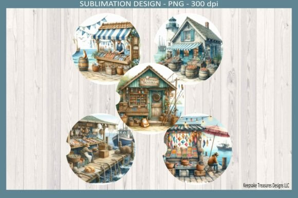Coastal Fisherman Car Coasters Png Graphic Illustrations By Keepsake Treasures Designs