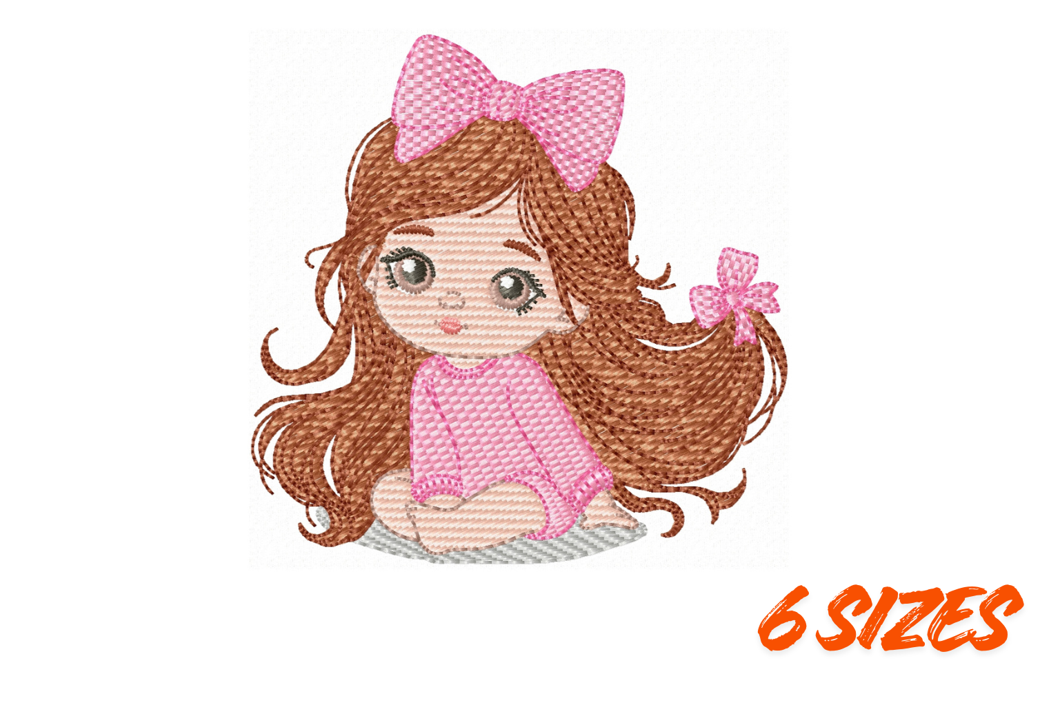 Cute Girl Bow Embroidery Design 6 Sizes