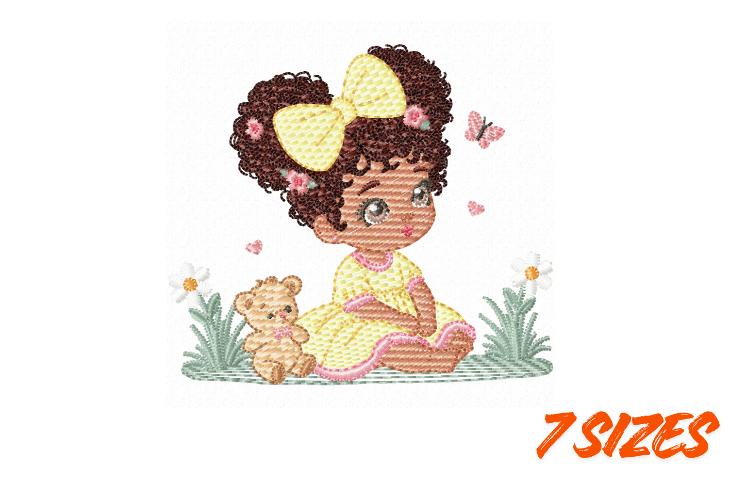 Cute Girl Teddy Embroidery Design Set