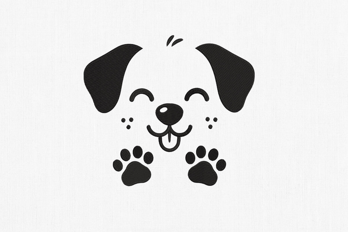 Cute Puppy Face Embroidery Design Art