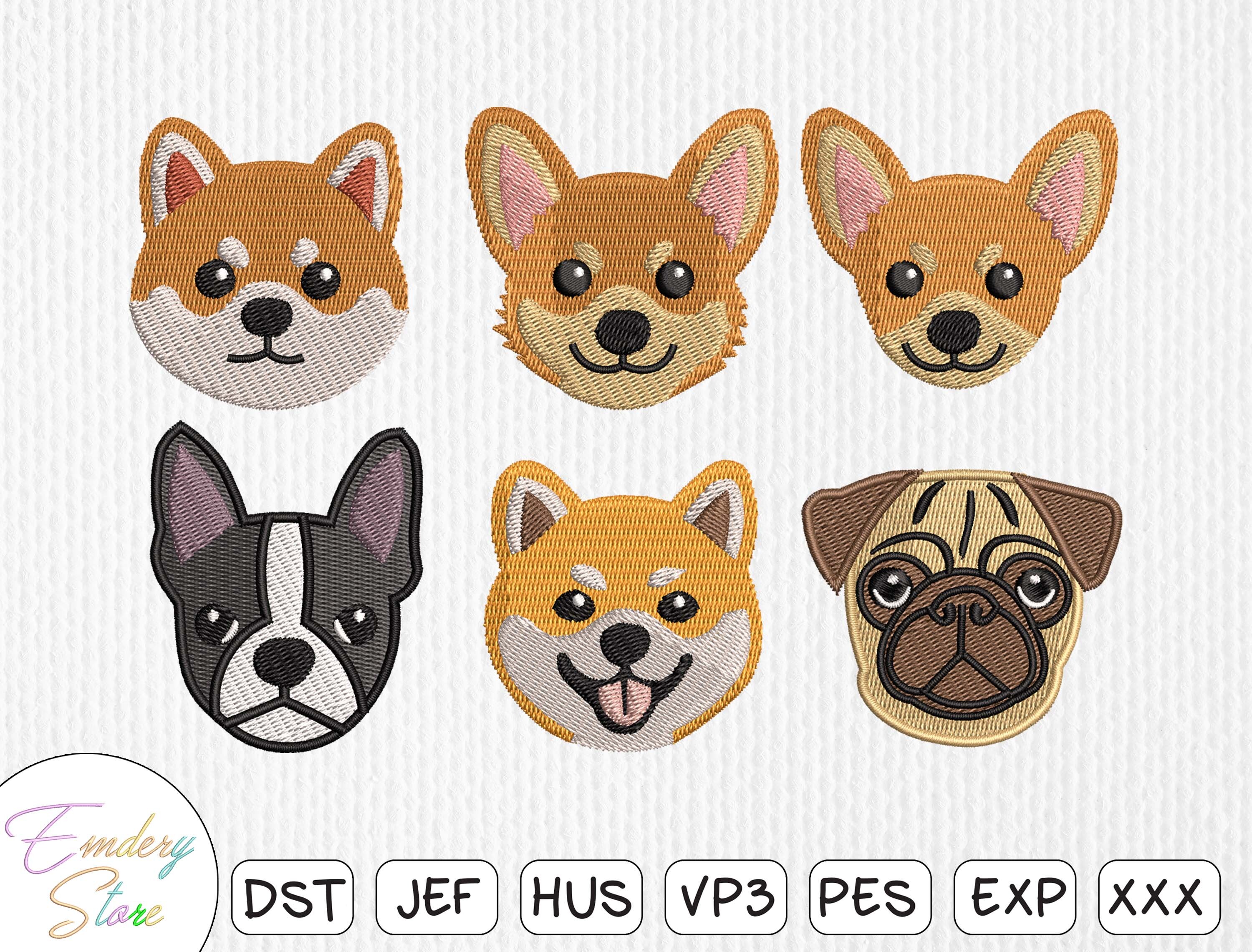 Dog Face Patch Embroidery Design Bundle