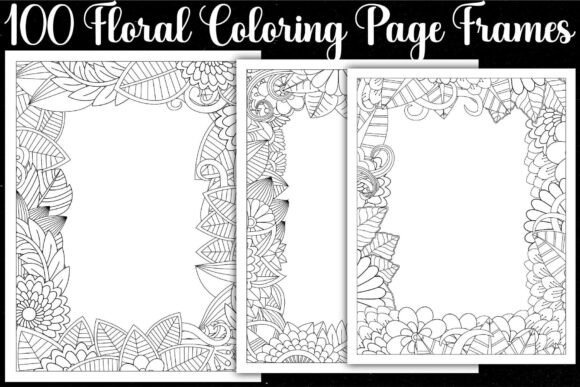 Floral Coloring Page Frames Graphic by Pixvera · Creative Fabrica