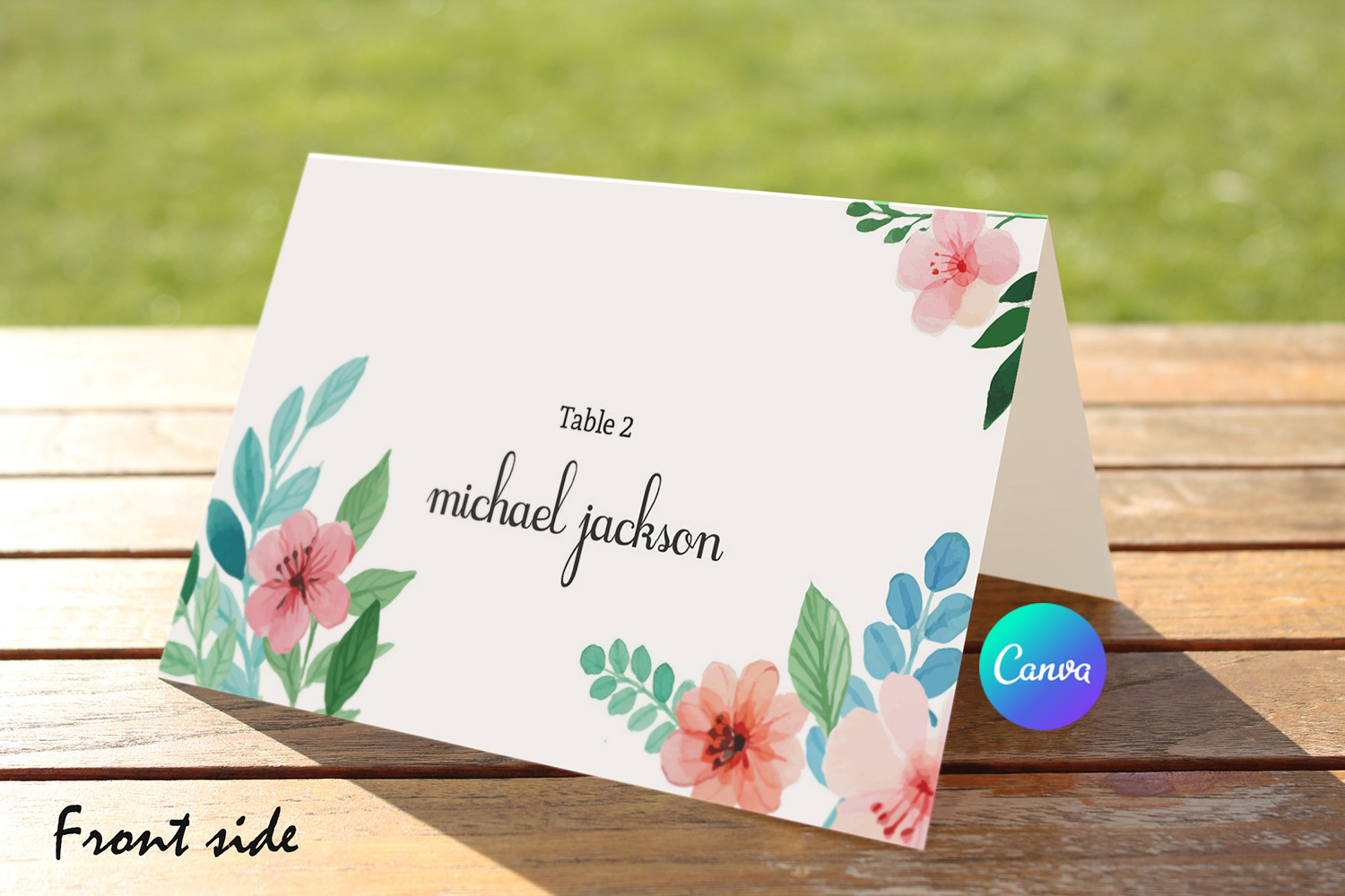 Floral Wedding Place Card Template