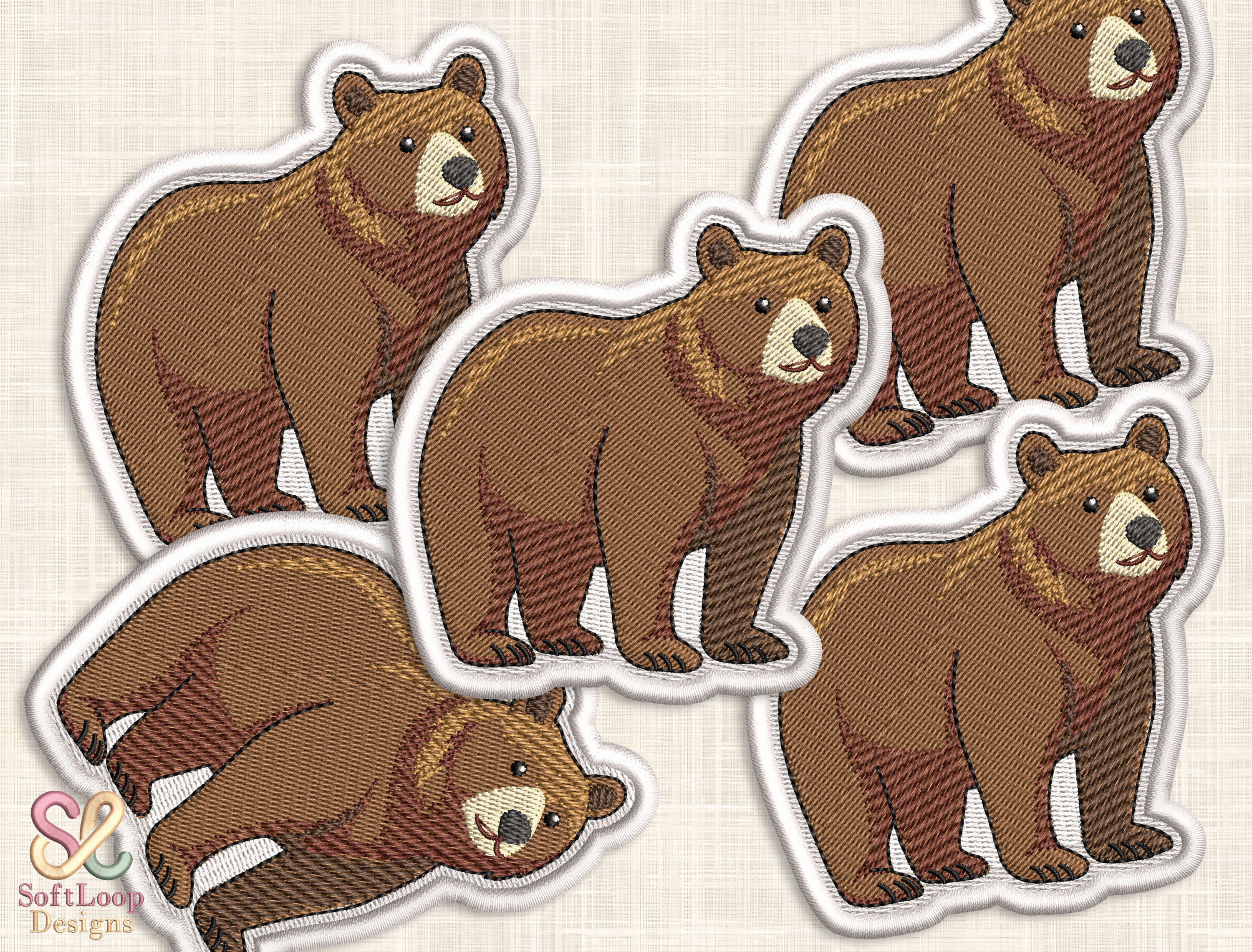GRIZZLY BEAR Patch Embroidery Design