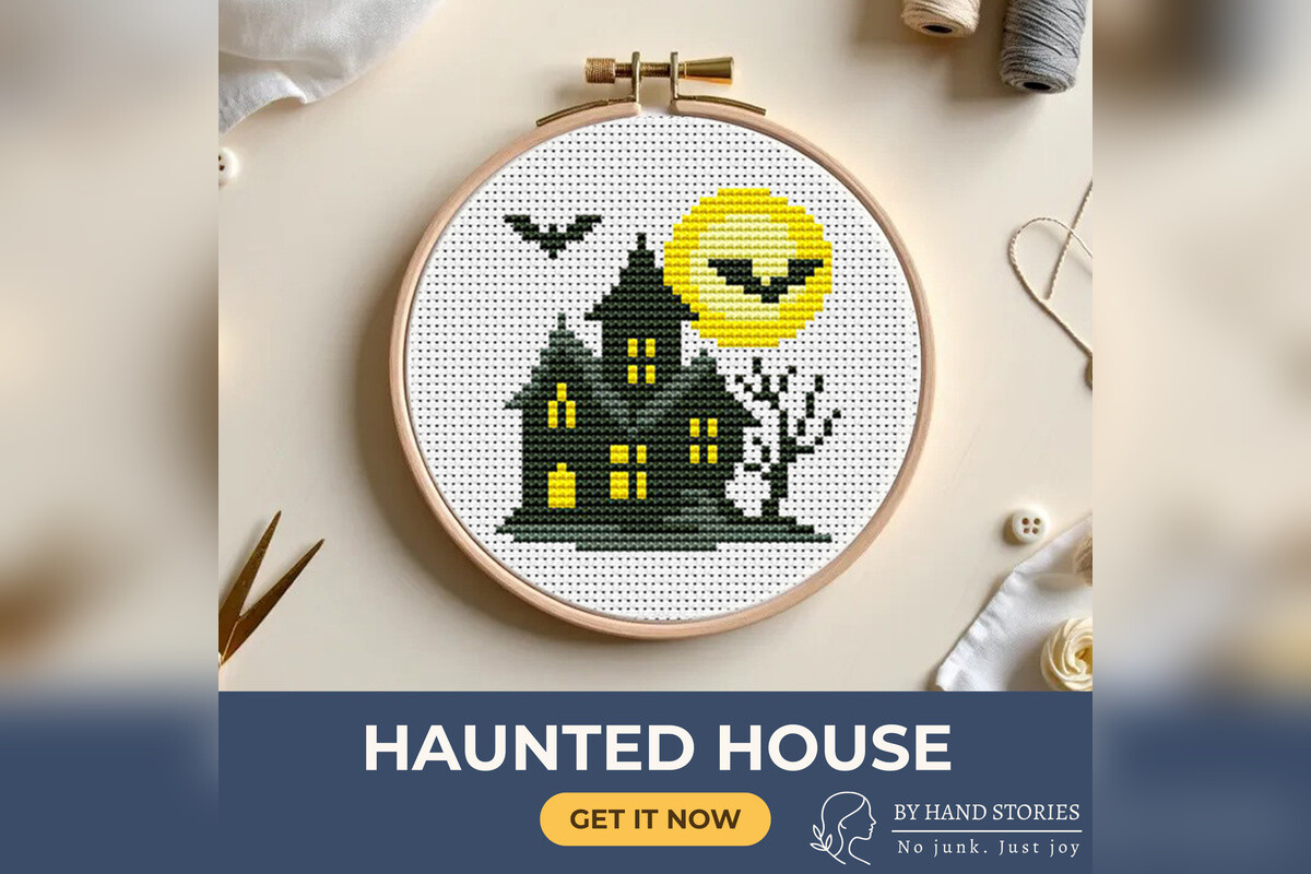 Haunted House Cross Stitch Pattern PDF