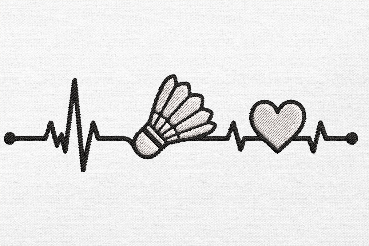 Badminton Heartbeat Life Embroidery