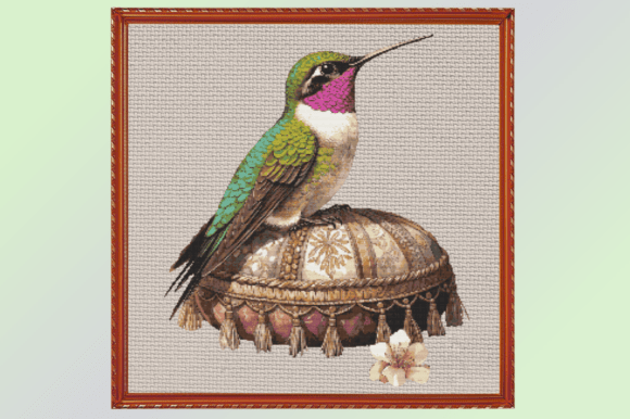 Hummingbird Royal Perch Cross-stitch
