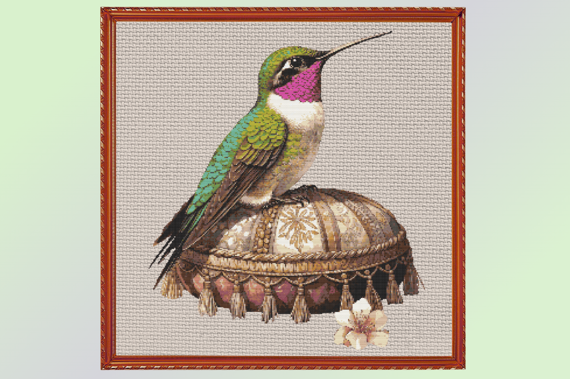 Hummingbird Royal Perch Cross-stitch