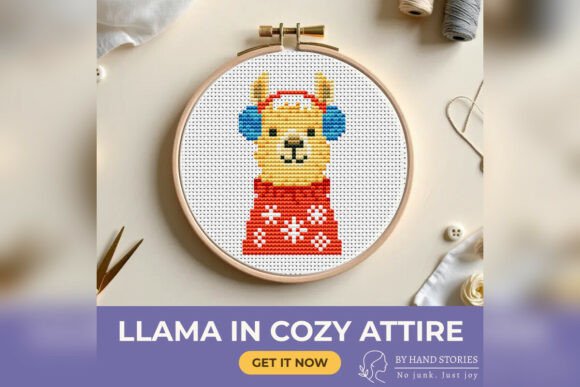 Llama in Cozy Attire Cross Stitch Patter