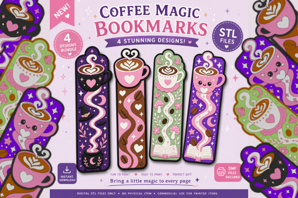 Magical Bookmark STL & 3MF Bundle – 4 Cute 3D Printable Designs - Image 1