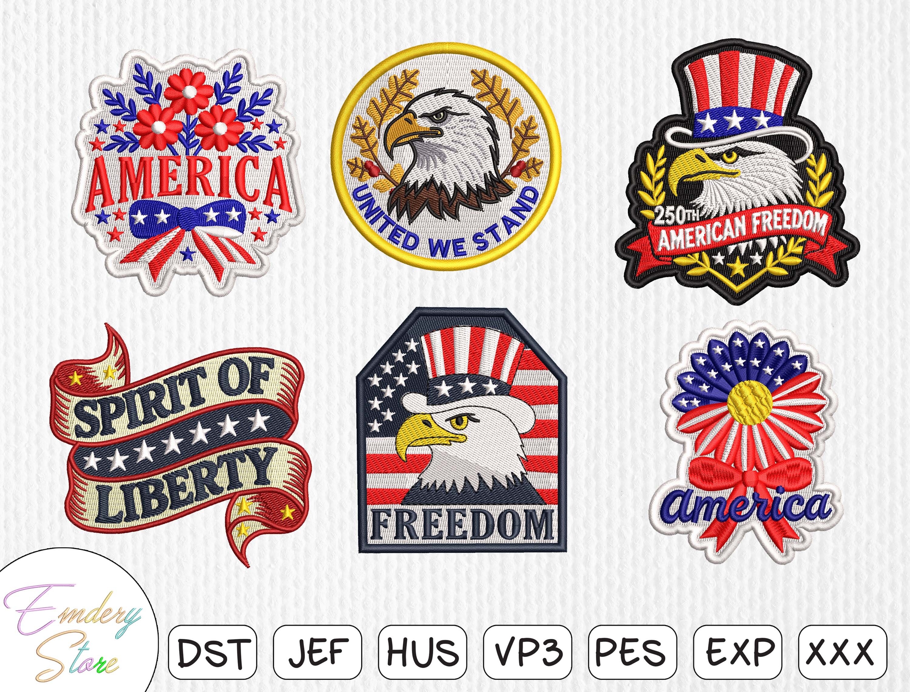 Mega Patriotic USA Embroidery Patch Set