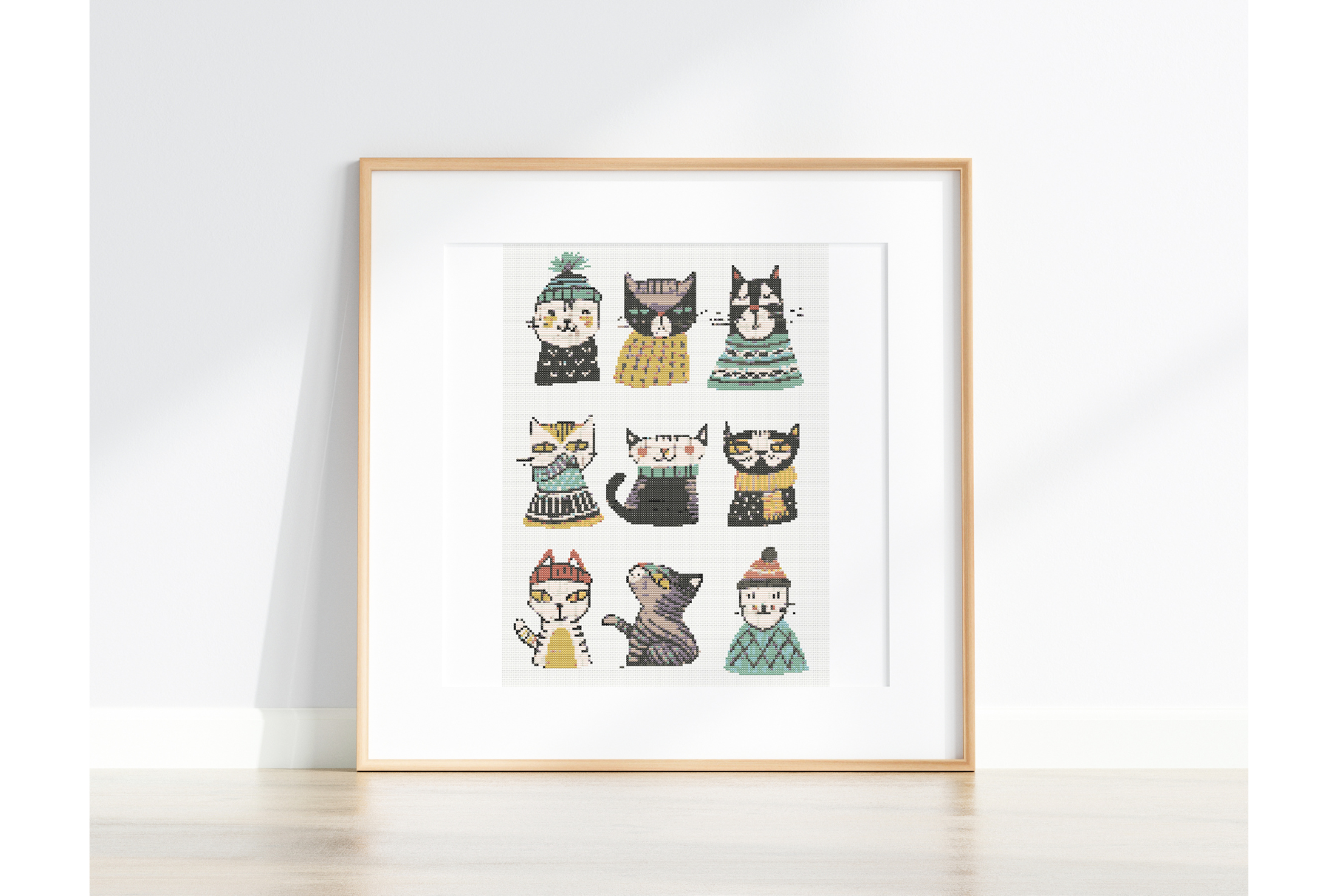 Modern Cat Portrait Embroidery Design