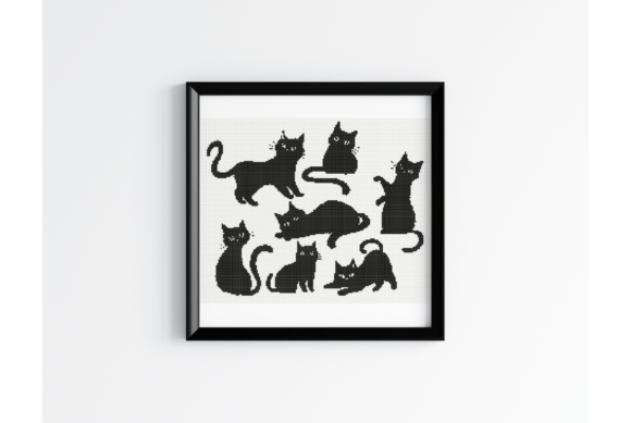Monochrome Cats Cross Stitch Pattern