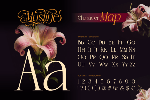 Musline Font PNG with transparent background - Preview 1