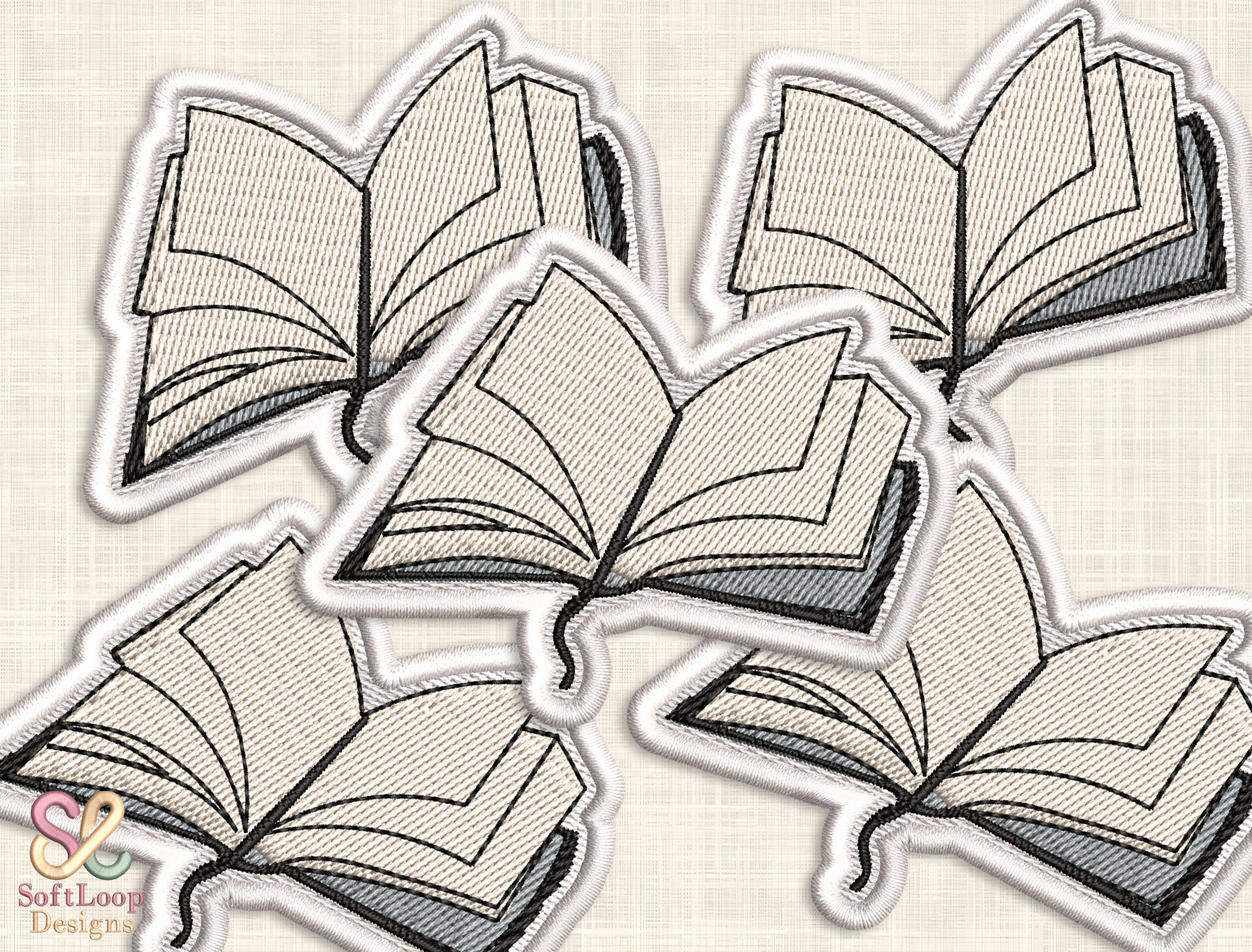 OPEN BOOK Patch Embroidery Design
